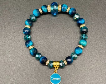 Zodiac Charm Handmade Bracelet Teal Tigers Eye