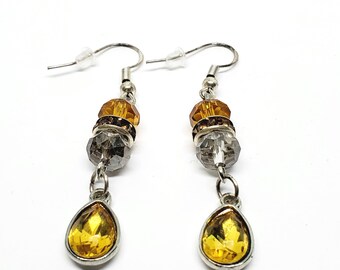 Yellow Teardrop Handmade Earrings