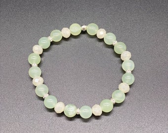 New Jade (Serpentine) w Silver Handmade Bracelet