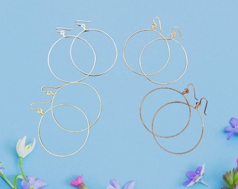 Thin Hoop Earrings - Large