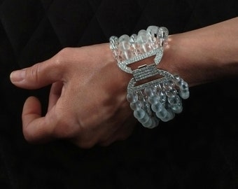 Handgefertigtes Quartz Multi Strand Armband: Boho Glam Edelstein