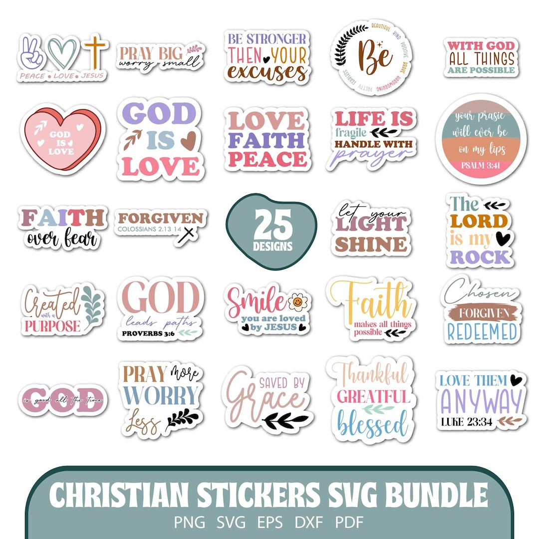 Christian SVG Bundle, Bible Verse Faith Stickers PNG (digital Download ...