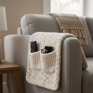 Padrão de Crochê em PDF para Organizador de Braço de Sofá, Bolso de Armazenamento para Braço de Sofá, Decoração para Casa em Crochê Digital em PDF, Padrão de Crochê Fácil para Casa, Padrão Digital