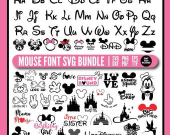 Mouse Font SVG Bundle, Cartoon Mouse SVG, Mouse Head SVG, Cricut Cut Files, Disney Style Font Svg Bundle, Mouse t shirts Designs.