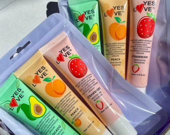 Kit de soins des lèvres brillant à lèvres fruité, kit de soin des lèvres, coffret cadeau de brillant à lèvres, baume à lèvres hydratant, soin des lèvres fruité, cadeau pour elle