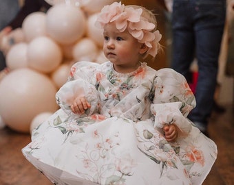 Robe bébé fille, 1er anniversaire, tenue d'anniversaire fille, robe rose poudré pour fille, robe de premier anniversaire, anniversaire de tout-petit, robe de demoiselle d'honneur