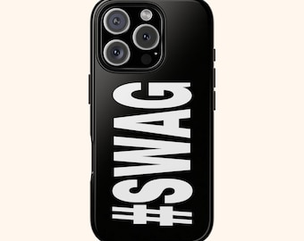 Custodia per telefono SWAG / Cover per iPhone tipografica nera / Custodia per telefono grafica