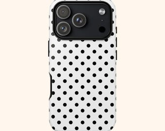 DALMATIAN / Custodia per telefono a pois neri / Custodie resistenti / Custodia semplice a pois / Custodia per telefono bianca e nera / Custodie per iPhone