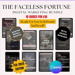 Ultimate Faceless Fortune 10 In One Collection With MRR Faceless Digital Marketer MRR Guide PLR Faceless Starter Kit Master Resell Rights