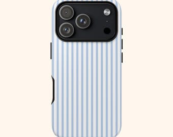 STRISCE MIRTILLI / Custodia resistente a righe blu / Custodia per iPhone 13, 14, 15, 16, 17 / Cover a righe verticali / custodia blu estetica