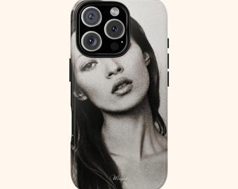 KATE / Custodia resistente con ritratto in bianco e nero / Custodia per iPhone minimalista con foto in stile retrò / Custodia per telefono con ritratto in stile anni '90 /