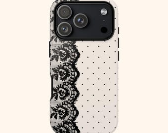 Custodie resistenti in pizzo a pois vintage / Custodia per telefono floreale retrò / Custodie per telefono civettuole / Custodia per telefono elegante per donne