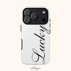 LUCKY GIRL weiß Handyhülle | Trendy robuste Handytasche schwarz und weiß