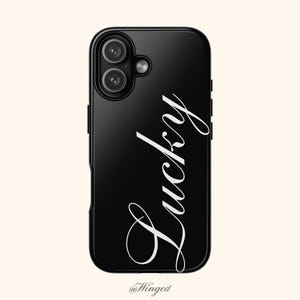 GLÜCKLICHES MÄDCHEN Handyhülle | Schwarz Weiß Script iPhone Hülle