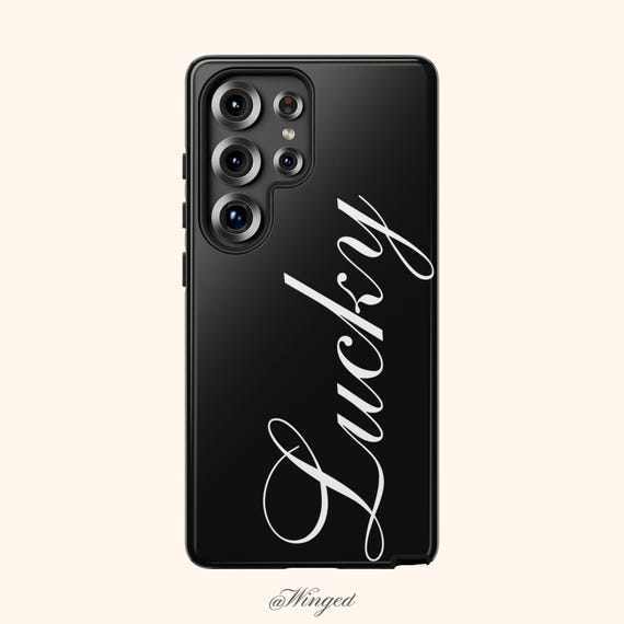 LUCKY GIRL Phone Case | Black White Script iPhone Case - Etsy