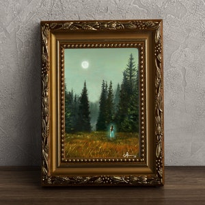 Print elf in nature forest Watercolor Illustration