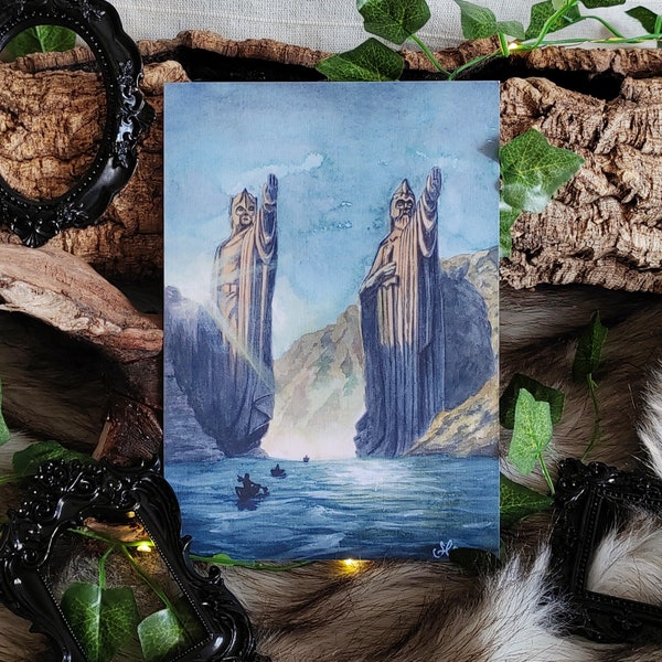 A5 Print The Argonath Lord of the Rings Tolkien Acuarela Ilustración