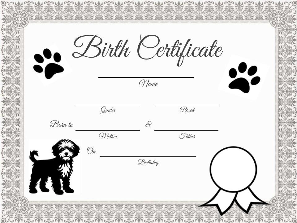 Dog Birth Certificate Etsy