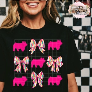 Show Pig Coquette PNG, Brushstroke Bow, 4H FFA (Digital Download)