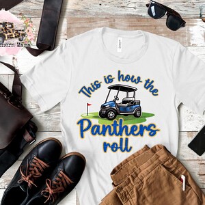 Dies ist, wie die Panthers Roll Golf PNG Panthers Golf Design Panthers Team-Logo PNG Panthers Schulgeist PNG Design Golfwagen PNG Panthers