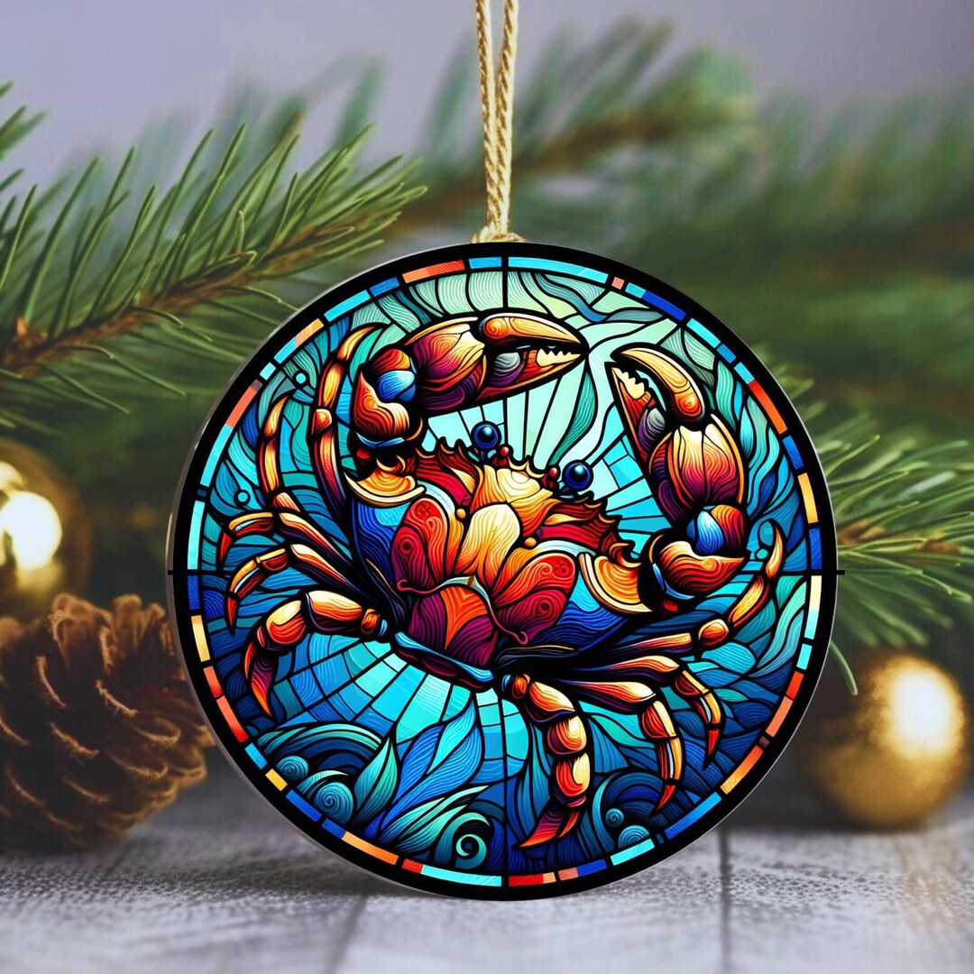 Stained Glass Crawfish Ornament, Crawfish Gift, Seafood Ornament ...