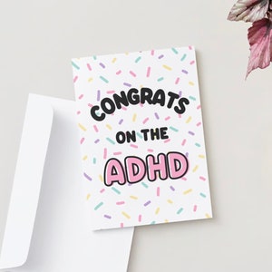 "Herzlichen Glückwunsch an die ADHD Karte - ""Late Diagnosis ADHS"" Karte zum Sofort Download"