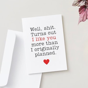Cartão para impressão Gosto de você mais do que o planejado - Dia dos Namorados, Aniversário Download instantâneo - namorada, namorado, marido, esposa, parceiro