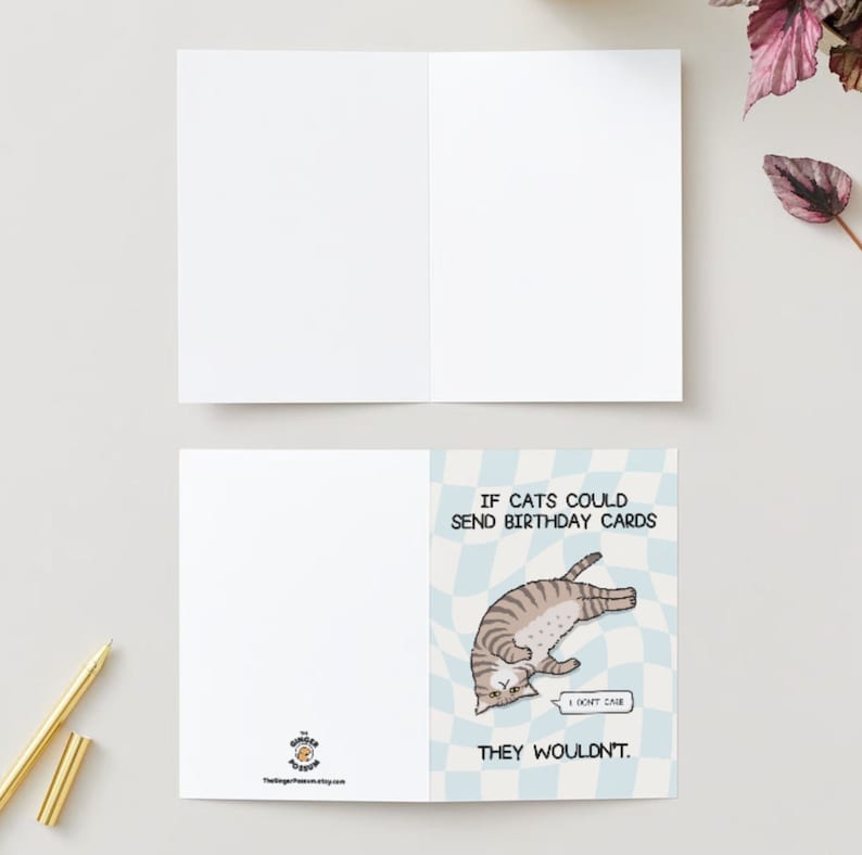 Printable Funny Cat Birthday Card - Instant Download Digital Greeting ...