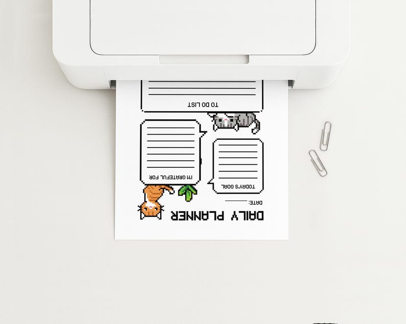 Printable & Digital Daily Planner - Cute Cat to Do List, Pixelated Day ...
