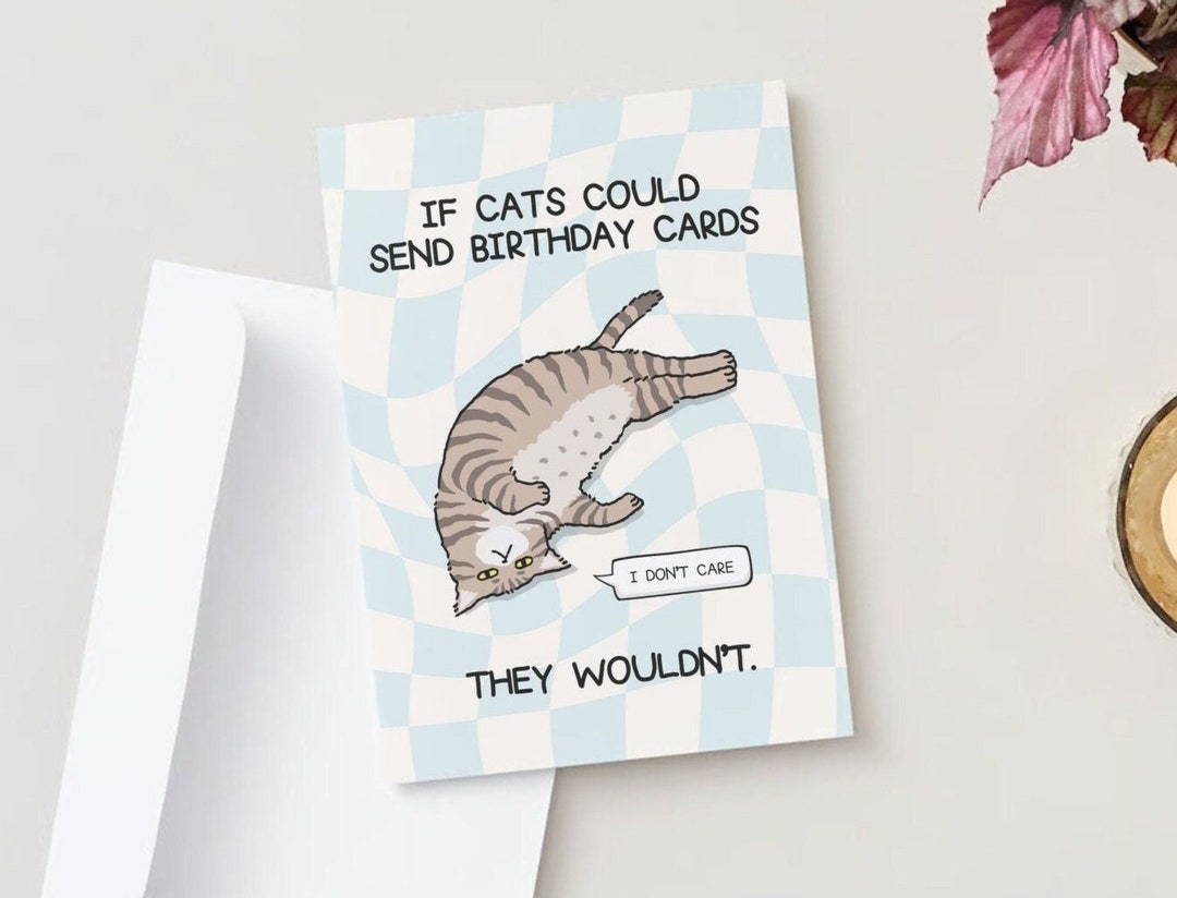 Printable Funny Cat Birthday Card - Instant Download Digital Greeting ...