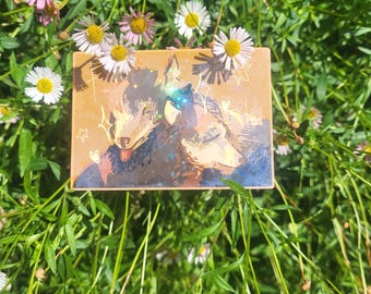 Adesivo olografico a stella "wolf love" 3"x2"