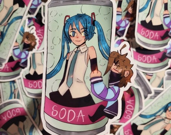Adesivo R800 (Ranboo) e Miku soda da 2,4" x 4".
