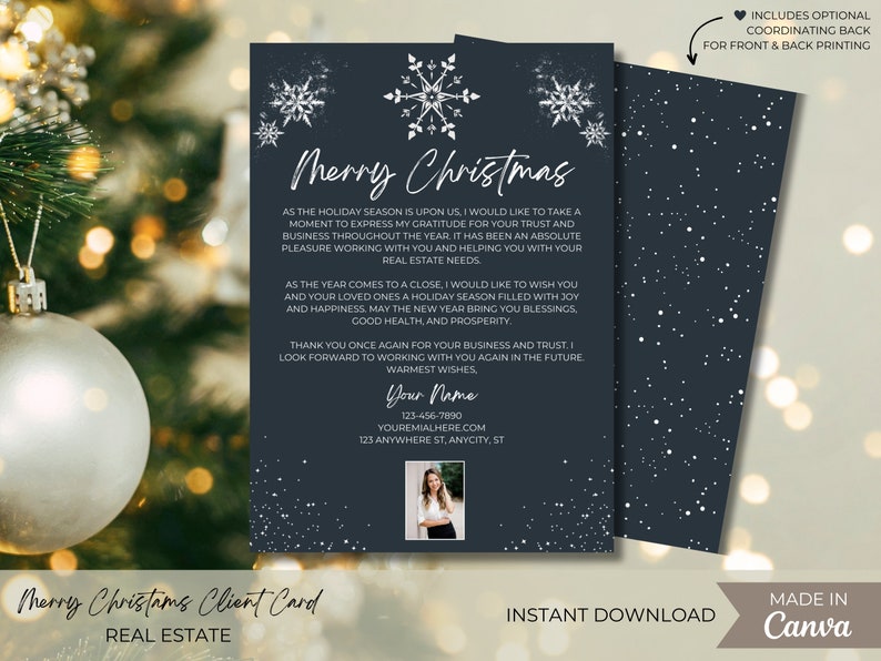 Merry Christmas Real Estate Client Card Template Real Estate Marketing