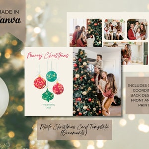 Photo Christmas Card Template| Instant Download | Editable Template | Holiday Photo Card Template | Digital Download | Christmas Photo Card