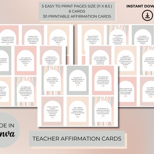 Teacher Affirmation Cards Printable Download | Teacher Motivational Cards Printable | Positivity Cards Printable | Instant Download