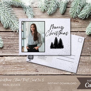 Sjabloon voor briefkaart van de klant van Kerstmis | Vastgoedmarketing | Direct downloaden | Digitale download | Bewerkbare download