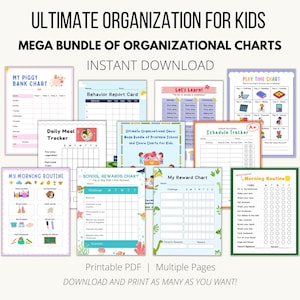 Ultimate Organization for Kids, Mega Bundle of Chore Charts For Kids, Organizational Charts for Every Kid, Create Routines for Your Kids