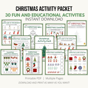 Christmas Activity Packet for Kids, Christmas Activities for Young Learners, Fun Christmas Activities, Christmas Math, Christmas Word Games