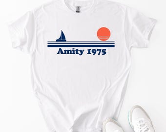 Jaws Amity Island Tee: 1975 Vintage Movie Graphic