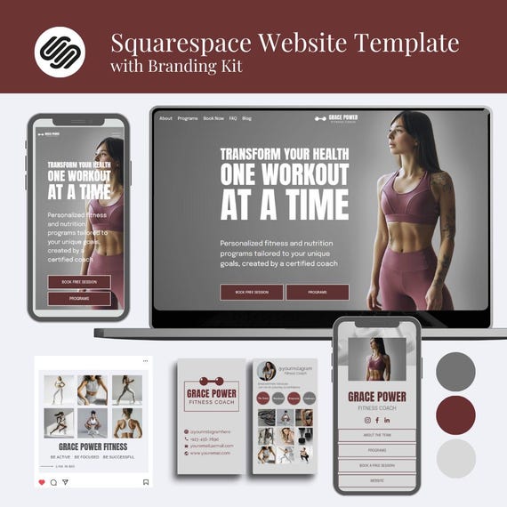 Squarespace Website Template | Fitness Coach | Personal Trainer | Health Coaching | Wellness Coaching Website | Modern Website | Sales Page