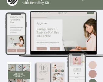 Squarespace website template | virtual assistant | marketing agency | content creator | sales page | branding kit | feminine website