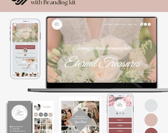 Squarespace Website Template, Squarespace 7.1 Wedding Photographer, Website Design, Photography Portfolio Website, Branding kit Photography