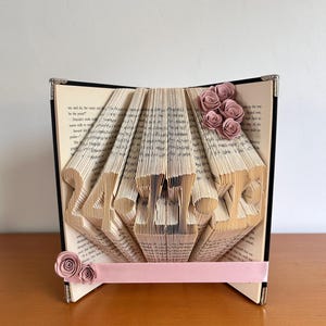 Custom wedding anniversary date book fold. Wedding gift. Folding art. 1st Anniversary paper. Handmade present.