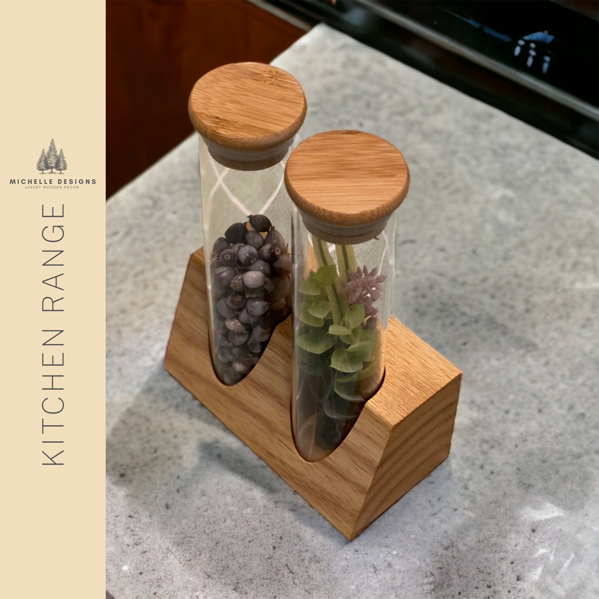 IMIKEYA Spice Rack Test Tube Display Set With Wooden