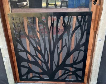 Tree Design Metal Screen Door Kick Plate | Custom Steel Protector