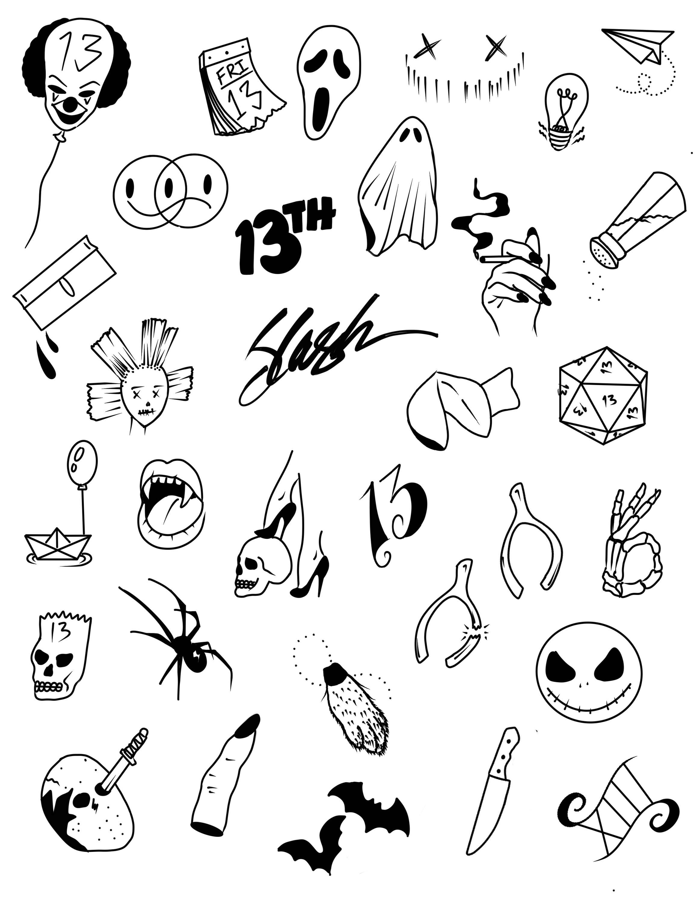 Friday the 13th Tattoo Flash Sheets
