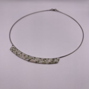 Jewelry Gift for Women, Handwoven Beadwork Necklace, Sterling Silver Choker, Wire Accessory Necklace, Gifts for Her, Unique Choker Necklace