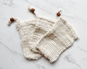 Soap Saver Bag, Sisal Soap Bag, Soap Saver, Bar of Soap Holder, Soap Accessories, Soap Holder Bag, Exfoliating Soap Bag, Drawstring Soap Bag