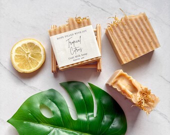 Tropical Citrus Goat Milk Soap, Goat Milk Soap, Naturally Colored soap, Handmade Goat Milk Soap, Raw Milk Soap, Fresh Goat Milk Soap