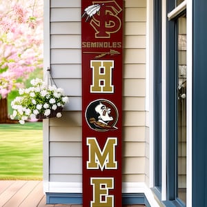 Home Porch Leaner Sign, Duel-Sided Sports Teams- 4ft Solid Pine, Hand-Painted